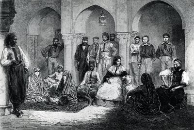 Miss Tinne con su personal doméstico, Argel, ilustración de 