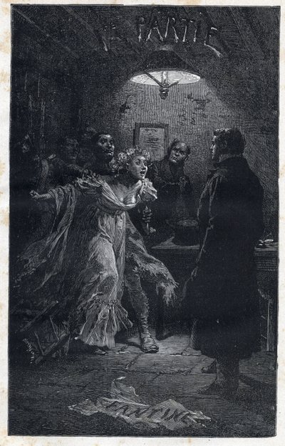 Monsieur Madeleine acude al rescate de Fantine en el momento de su arresto por Javert - Ilustración de Emile Bayard para “Los miserables - Primera parte: Fantine” de Victor Hugo 1862 de Emile Antoine Bayard