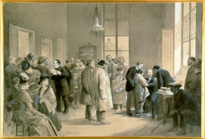 Pacientes mordidos por perros rabiosos inoculados contra la hidrofobia en el laboratorio de la Escuela Normal de París. de Emile Antoine Bayard