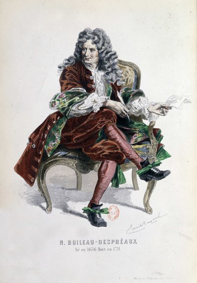 Retrato de Nicolas Boileau Despreaux (Boileau-Despreaux) (1636-1711) en "Obras de Nicolas Boileau" París 1873 de Emile Antoine Bayard