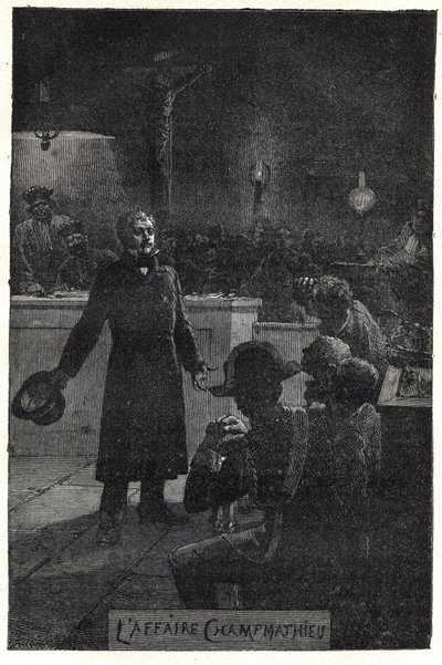 El caso Champmathieu: Monsieur Madeleine revela su verdadera identidad en el juicio de un hombre pobre, Champmathieu, su doble, para evitar que sea condenado en su lugar "Soy Jean Valjean" - Ilustración de Emile Bayard (1837-1891) para Los Miserables de Emile Antoine Bayard