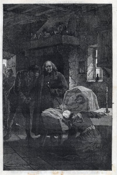 El obispo Myriel con una familia de luto - Ilustración de Emile Bayard para “Los miserables - Primera parte: Fantine” de Victor Hugo 1862 de Emile Antoine Bayard