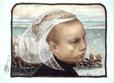 Cabeza de una niña bretona de Emile Auguste Wery