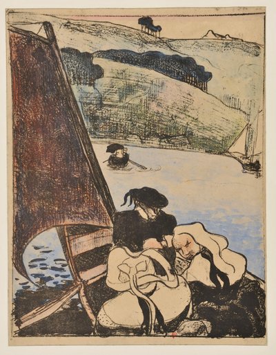 Bretones en barca sobre el Aven de Emile Bernard