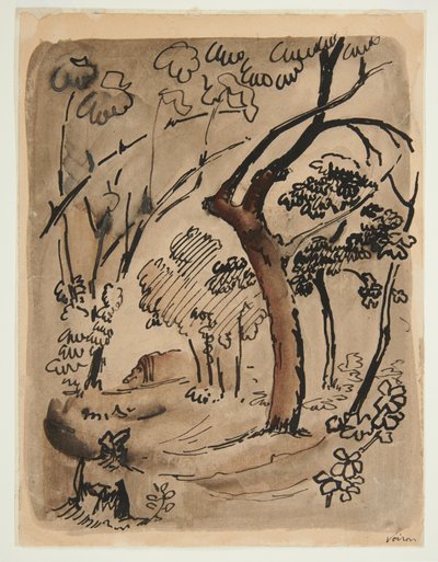 Paisaje con árboles, c. 1890-95 (pluma y tinta sobre papel) de Emile Bernard