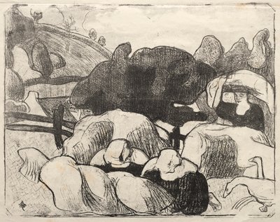 Les Bretonneries: mujeres bretonas haciendo almiares de Emile Bernard