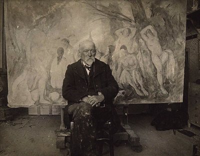 Paul Cézanne en su estudio en Les Lauves, 1904 de Emile Bernard