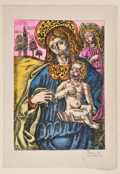 Sainte Marie Mutter Gottes: Die Jungfrau und der Engel mit Nimbus de Emile Bernard