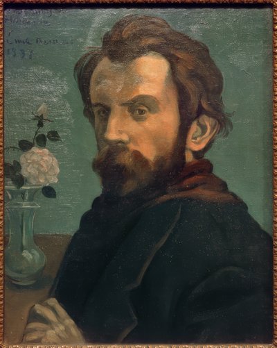 Autorretrato con jarrón de flores de Emile Bernard