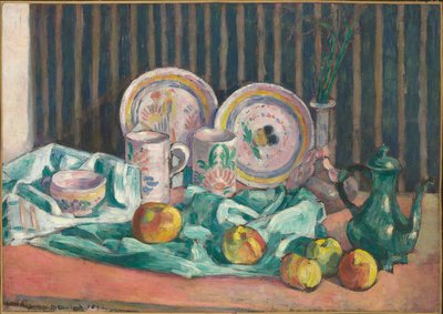 Naturaleza muerta con manzanas y platos de frutas, c.1906 de Emile Bernard