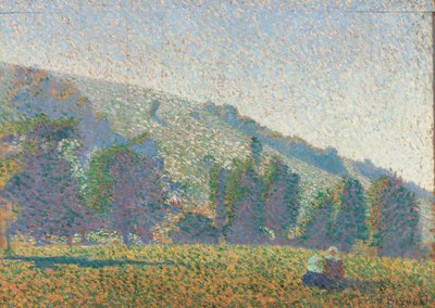 Dos mujeres bretonas en un prado de Emile Bernard