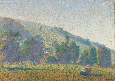 Dos mujeres bretonas en un prado de Emile Bernard