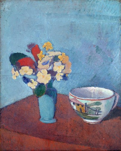 Jarrón con flores y copa - Pintura de Emile Bernard (1868-1941), óleo sobre lienzo de Emile Bernard