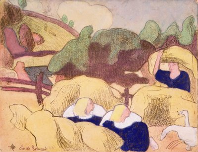 Mujeres haciendo pajares, de la serie "Les Brettoneries". de Emile Bernard