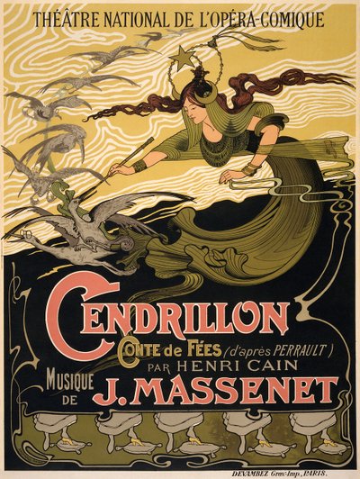 Cartel de la ópera Cendrillon de Jules Massenet de Émile Bertrand