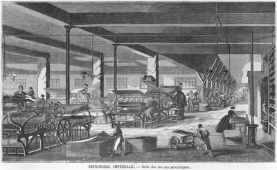 La sala de prensas de la Imprenta Imperial, ilustración de 