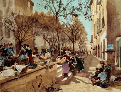 Un día de paseo por la Provenza en el siglo XIX Pintura de Emile Charles Dameron (1848-1908) Finales del siglo XIX París, artes decorativas de Emile Charles Dameron