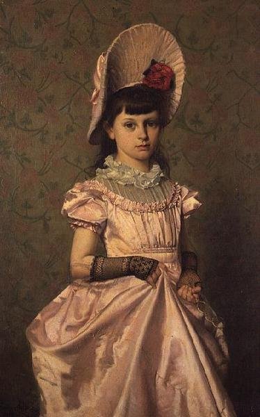 Retrato de una niña en rosa de Emile Claus