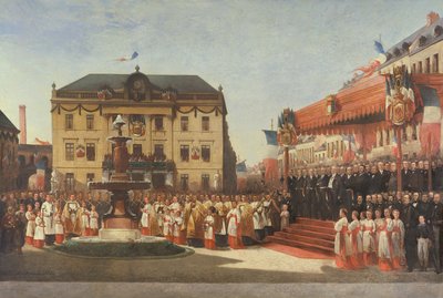 Ceremonia de inauguración de las aguas del río Lys en Roubaix en 1864, 1864 de Emile Defrenne