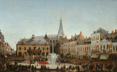 Ceremonia de inauguración del agua del Lys en Tourcoing en 1863, 1864 de Emile Defrenne