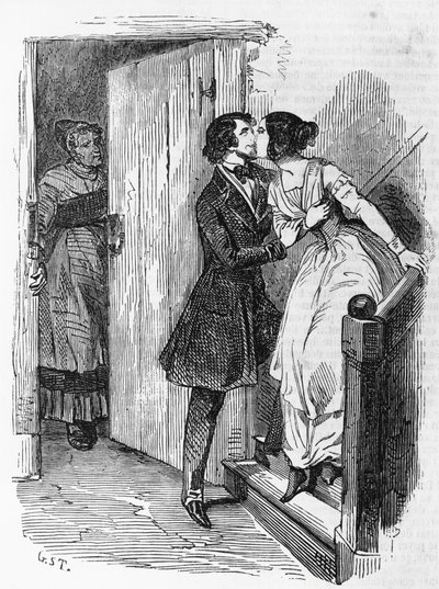 Ilustración de Eugenie Grandet, novela de Honore de Balzac (1799-1850) de la colección en varios volúmenes titulada Comedia humana, grabado de Emile Deschamps (1822-1893). de Emile Deschamps