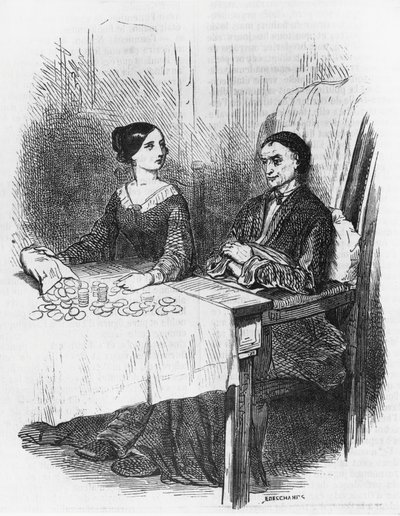 Ilustración de Eugenie Grandet, novela de Honore de Balzac (1799-1850) de la colección en varios volúmenes titulada Comedia humana, grabado de Emile Deschamps (1822-1893). de Emile Deschamps