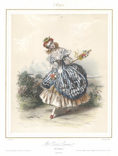 La bailarina de ballet francesa Pauline Leroux bailando en la Ópera de París, c1840 de Emile Desmaisons
