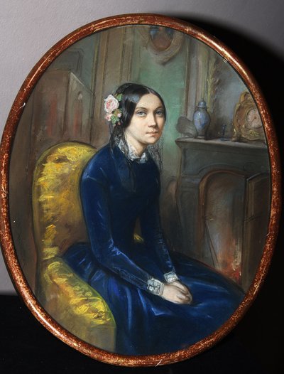 Retrato de Idalia Poletika (?) (Retrato de I. Poletika). Obra de Emile Francois Dessain (1808-1882), acuarela y pastel sobre papel de Emile Francois Dessain