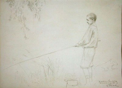 Joven pescando de Emile Friant