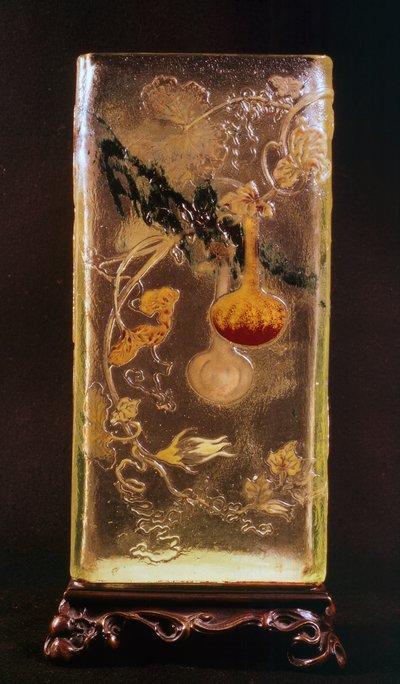 Jarrón de vidrio con motivos transparentes y en relieve de Emile Galle