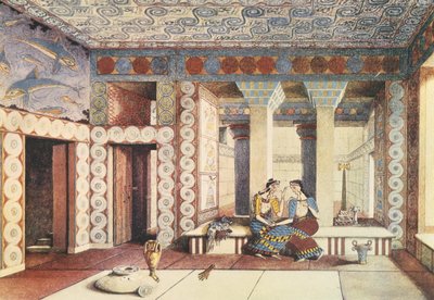 Impresión artística del Palacio de Cnosos, Creta, c.1900 (litografía) de Emile Gilliéron