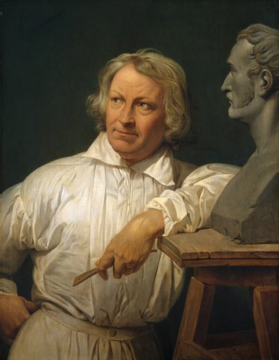 Bertel Thorvaldsen con el busto de Horace Vernet de Emile Jean Horace Vernet