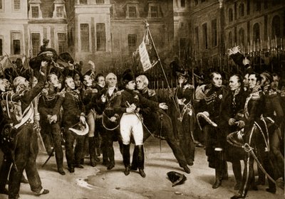 Despedida de Napoleón a sus generales en Fontainbleau, 1814, ilustración de 