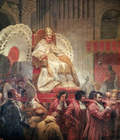 El Papa Pío VIII (1761-1830) en San Pedro en la Sedia Gestatoria, 1829 de Emile Jean Horace Vernet