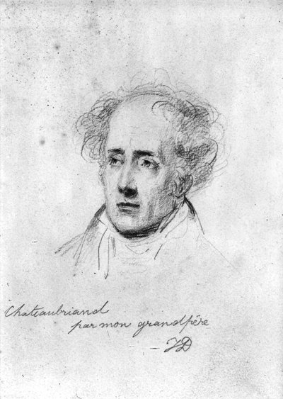 Retrato de François René (1768-1848) Vizconde de Chateaubriand, c.1829 de Emile Jean Horace Vernet