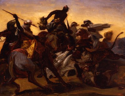 Boceto para La caza del león, c.1836 de Emile Jean Horace Vernet