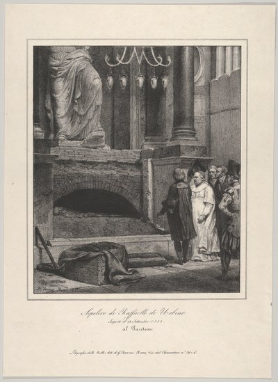 La tumba de Rafael, abierta el 14 de septiembre de 1833, Panteón, Roma, 1833 de Emile Jean Horace Vernet