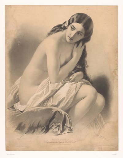 Mujer desnuda sentada mirando una avispa La guêpe (título sobre objeto) Estudios de artistas seleccionados (título de la serie) Etudes choisies (título de la serie sobre el objeto) de Emile Lassalle