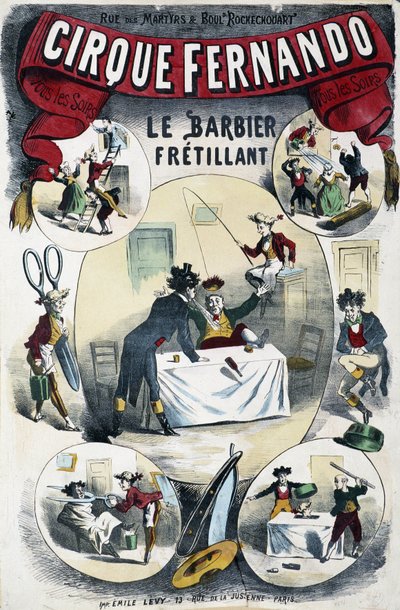 Cirque Fernando: El barbero escritor - Póster de Lévy, finales del siglo XIX de Emile Levy