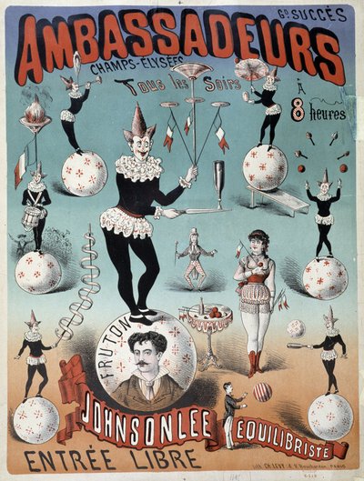 Johnsonlee, equilibrista, en los Ambassadeurs - Cartel de Lévy, finales del siglo XIX de Emile Levy