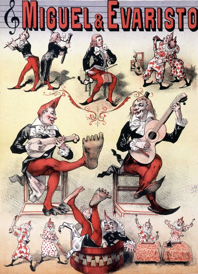 Los payasos Miguel & Evaristo - Cartel de Lévy, finales del siglo XIX de Emile Levy