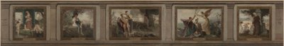 Boceto para el ayuntamiento del distrito 16 de París (salón en hemiciclo): Infancia, juventud, propósito, gloria, vejez: Las edades de la vida, en 1884 (óleo sobre lienzo) de Emile Levy