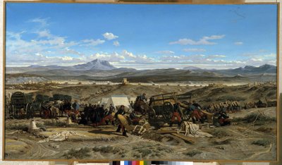Acampada a mediodía. Pintura de Emile Loubon (1809-1863). Óleo sobre lienzo. Museo Granet, Aix en Provence de Emile Loubon