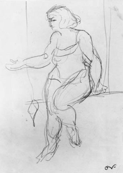 Acróbata femenina, sentada en el trapecio de Emile Othon Friesz