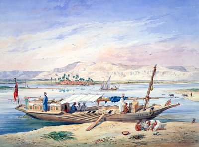 Un barco en el Nilo, Egipto, siglo XIX de Emile Prisse d