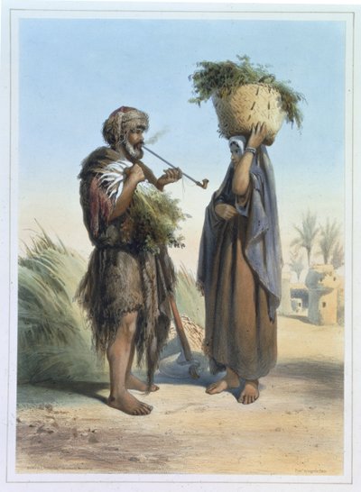 Hombre y mujer fellah, ilustración de 
