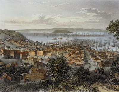 Vista de San Francisco, California, Estados Unidos. Grabado ... (grabado) de Emile Rouargue