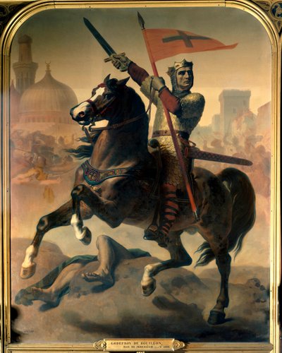 Retrato ecuestre de Godefroi de Bouillon, Rey de Jerusalén de Emile Signol