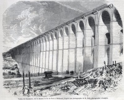 Viaducto de Chaumont en el ferrocarril de París a Mulhouse. Grabado según boceto de Ralph en "The Illustrous World", 09/05/1857. Colección privada. de Emile Theodore Therond