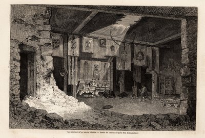 Vista interna de un templo tibetano de Emile Theodore Therond